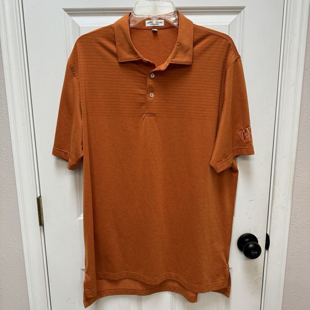 Peter Millar Men's Polo Shirt Large Summer Comfort Orange Collared Casual Golf